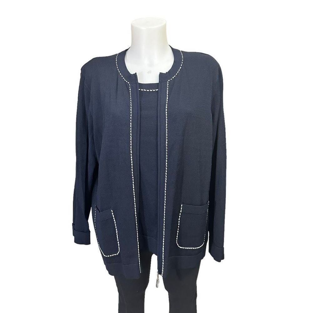 Elana by Tanner 2-Piece Cardigan & Tank Navy Knit Set size 1 /‎ Large NEW